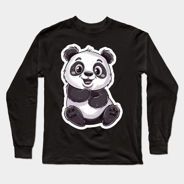 Exuberant Panda Buddy Sticker Long Sleeve T-Shirt by star trek fanart and more